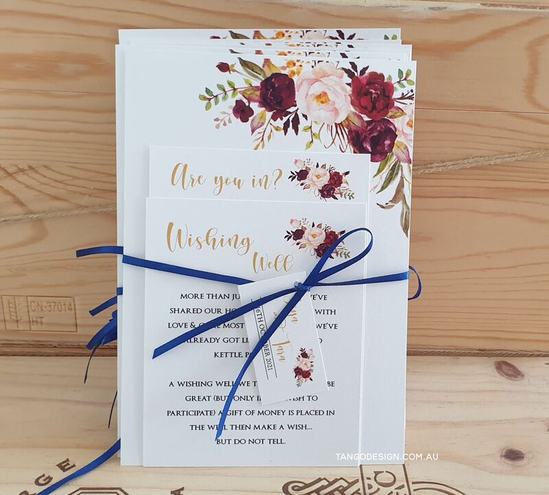 wedding invitations adelaide floral navy and burgundy