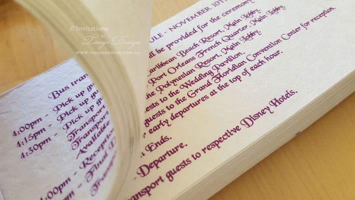disney wedding invitatuions with purple writing