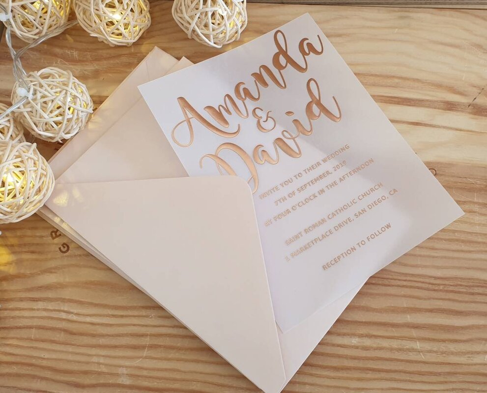 Rose Gold Foil Wedding Invites - Invitations by Tango Design