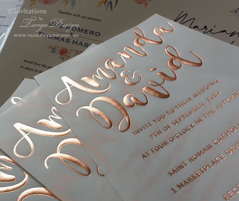 gold rose foil wedding invitation australia. Online wedding invites rosegold.