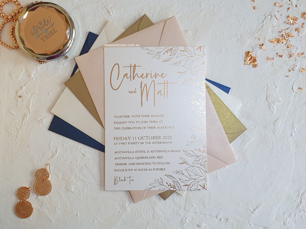 rustic wedding invitations adelaide tango design foil invites