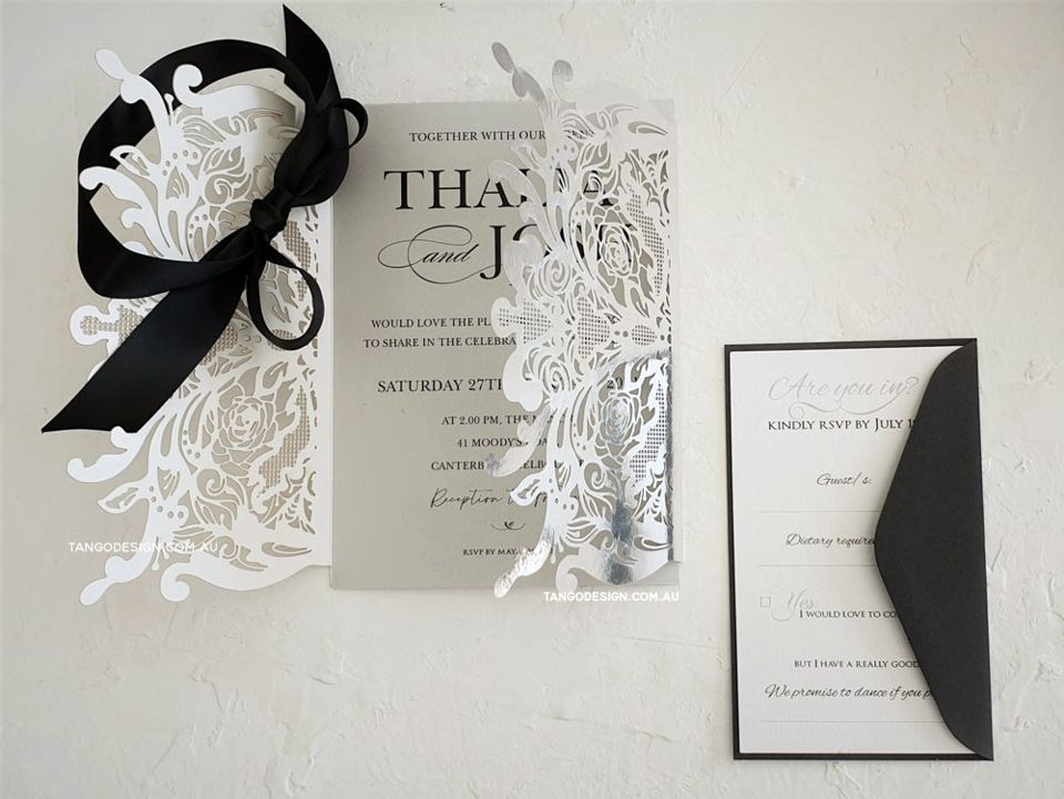 silver wedding invitations. Australia laser cut wedding invites