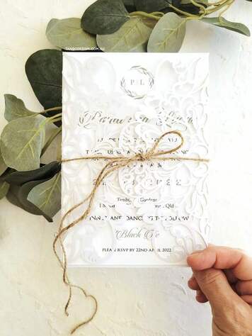 boho wedding invitation rustic twine laser cut wedding invitations. Drawn floral invites