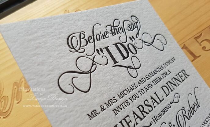 Letterpress wedding invitations australia