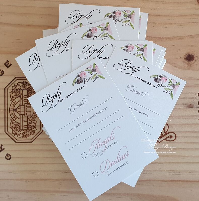 rsvp reply card invitations floral rustic