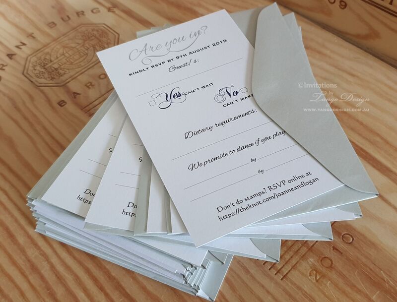 rsvp envelopes in silver with reply card
