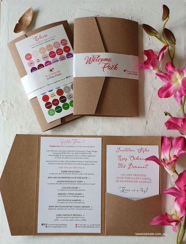 wedding invitation sample pack by Invitations By tango Design Australia 