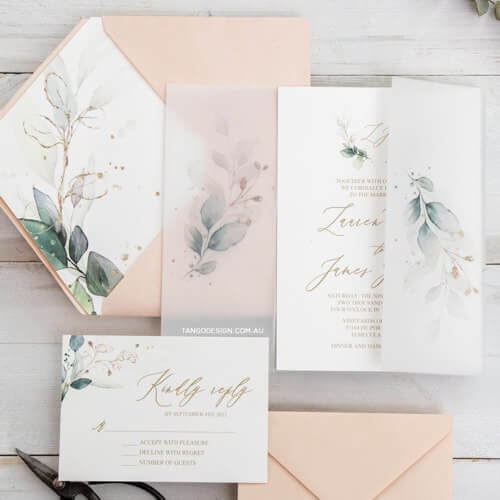 vellum wedding invitations. Greenery eucalyptus invitations australia