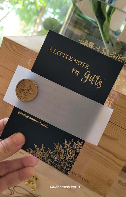 wedding invitations sydney vellum bellyband and wax seal + gold foil wishing well card