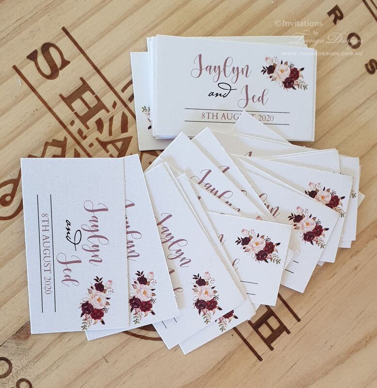boho flowers reply card git card wedding tags coordinated design in a package- boho burgundy blush design floral